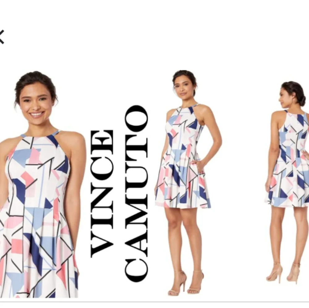 Vince Camuto Fit and Flare Geometric Dress Size 8
